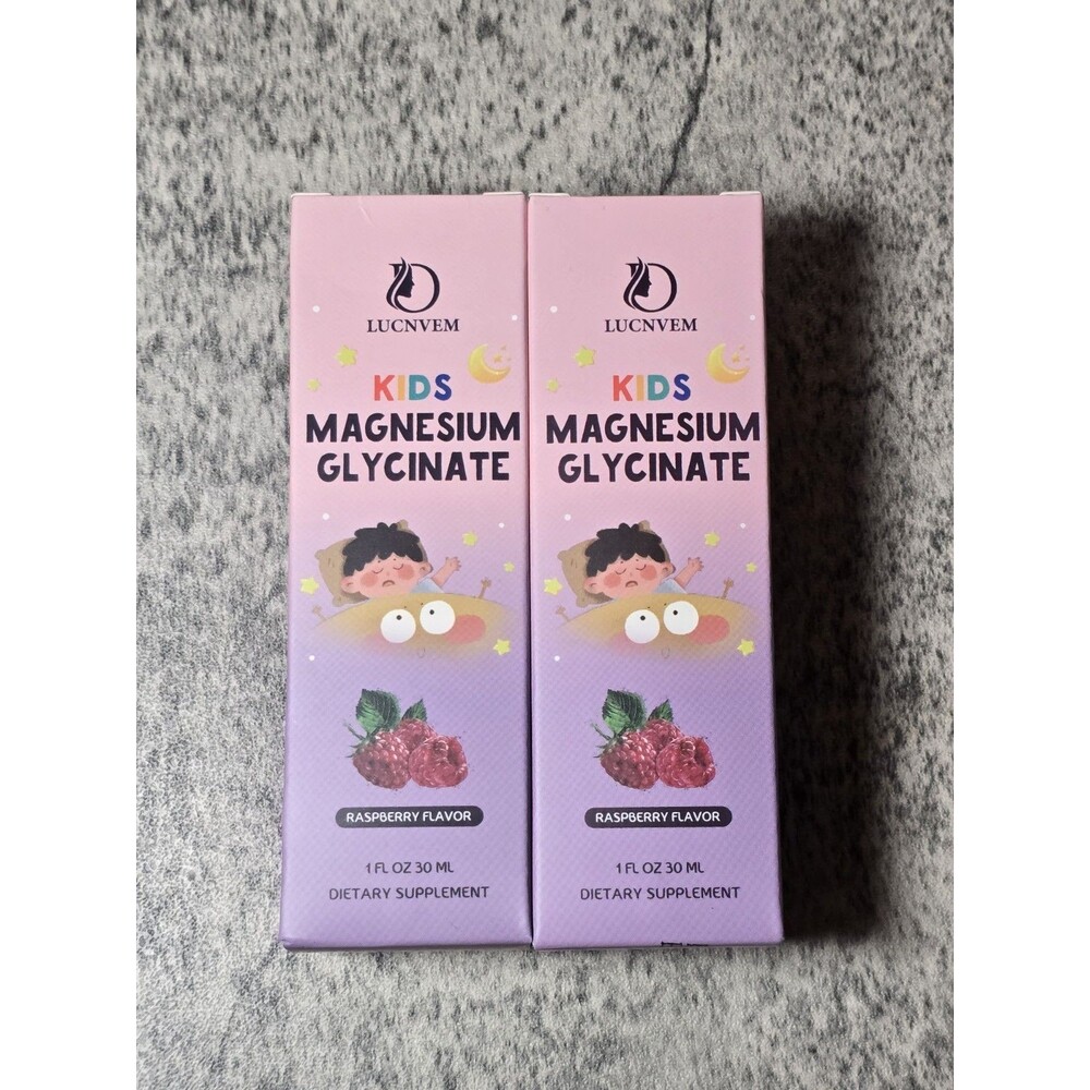 2x Kids Liquid Drops Magnesium Glycinate For Kids Lucnvem Raspberry Flavor New